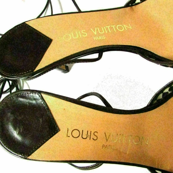 Louis Vuitton Mesh Damier Lace Up Pumps Brown 6.5 - Picture 6 of 8
